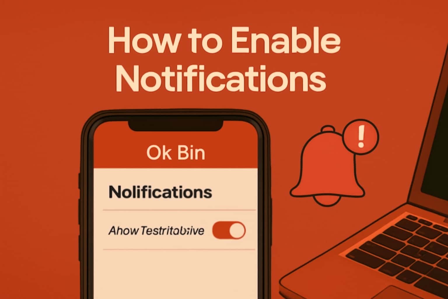 An informational scene illustrating how to enable notifications in the Ok Bin app.