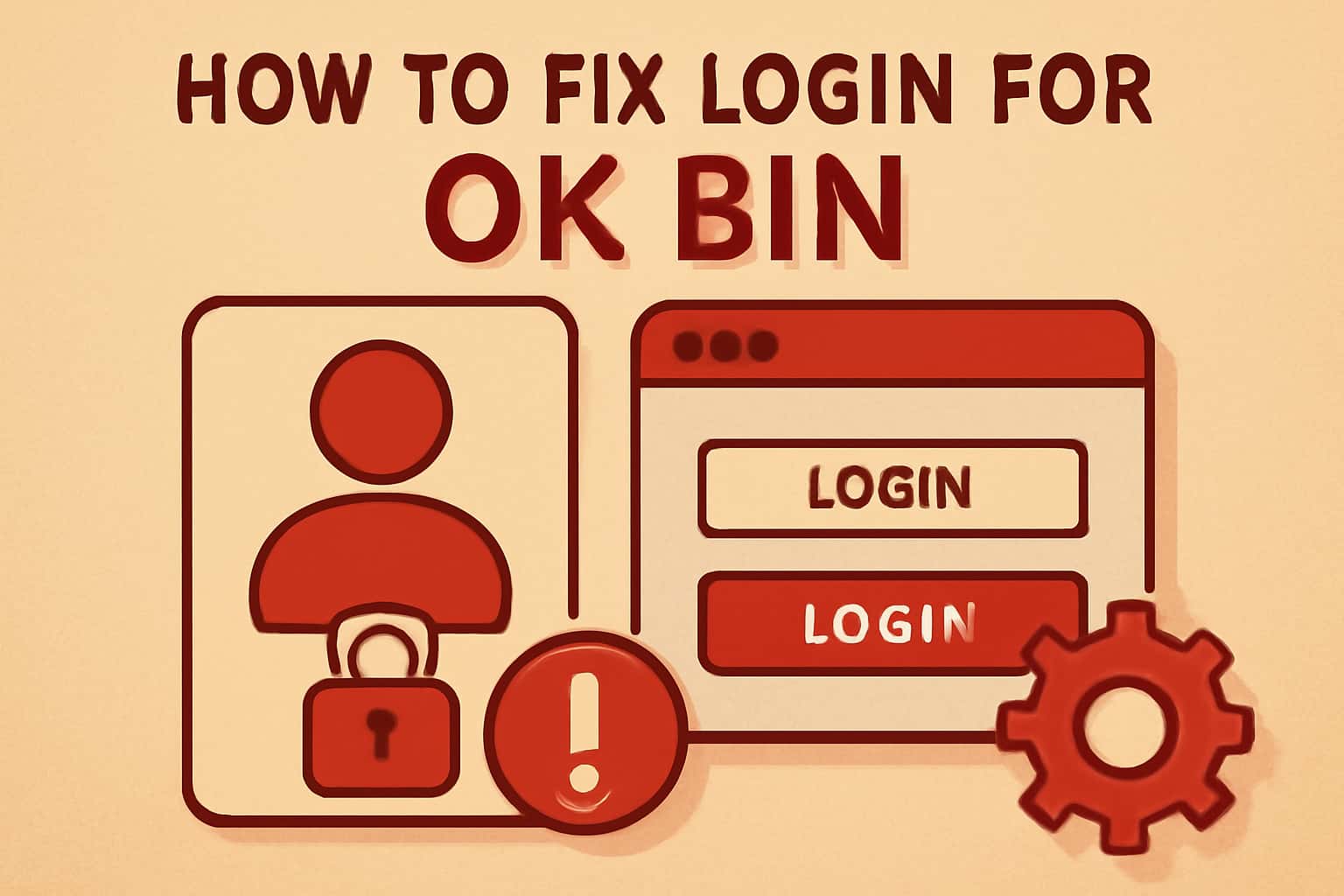 A professional depiction of resolving login issues for Ok Bin, highlighting troubleshooting steps.