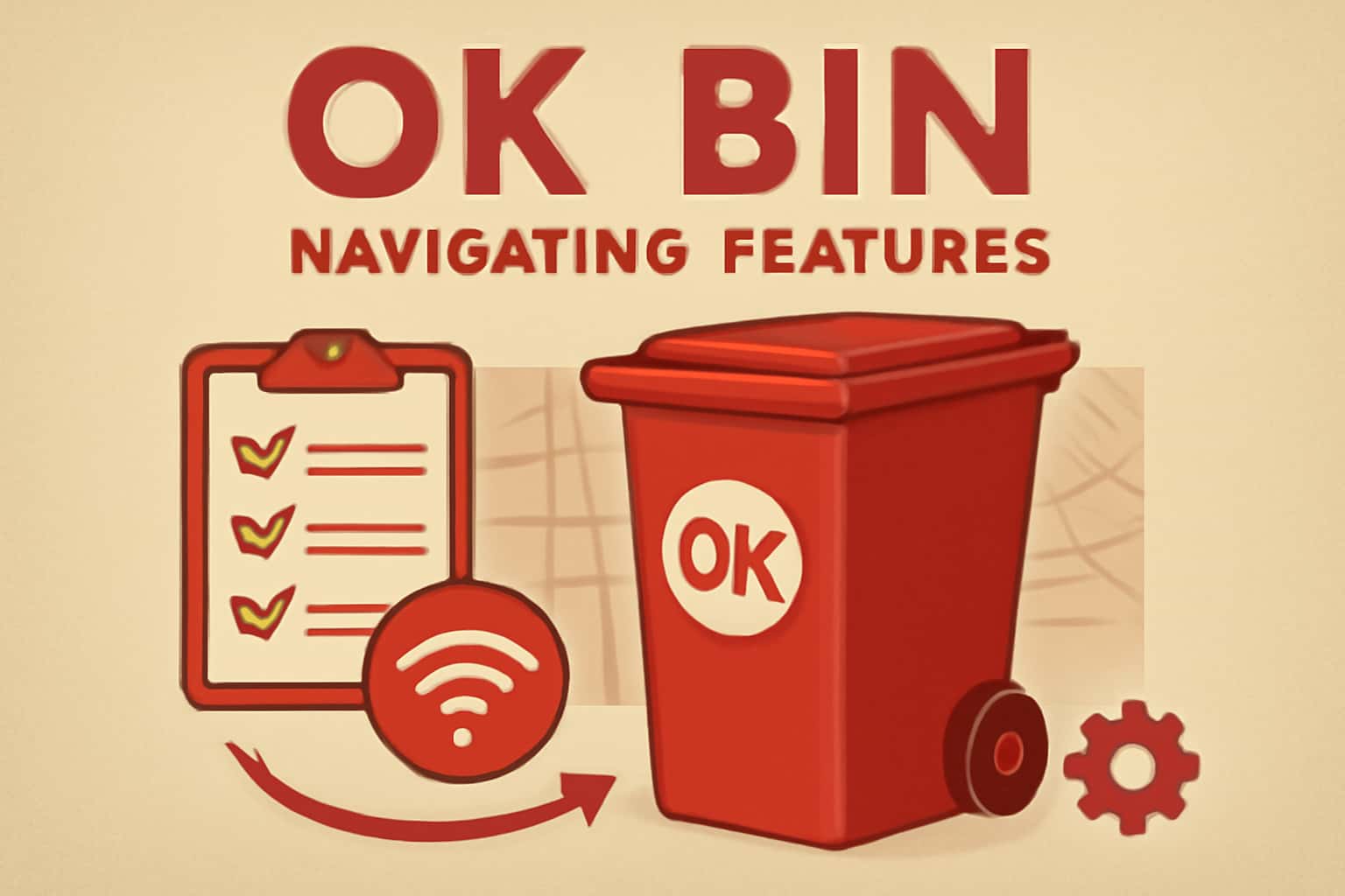A visually engaging scene showcasing the navigation of Ok Bin app features.