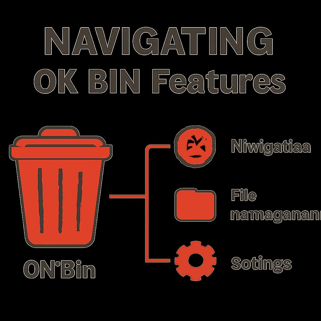 An educational diagram about the features of the Ok Bin app.