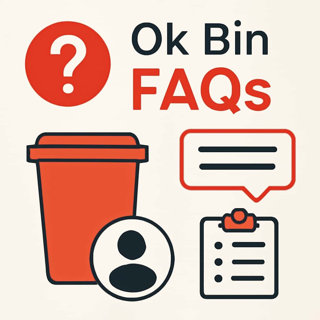 An educational diagram about Ok Bin FAQs.