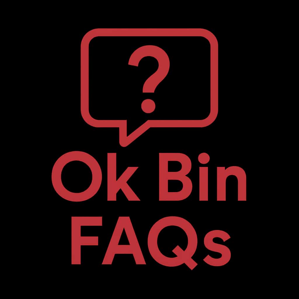 A badge representing Ok Bin FAQs.