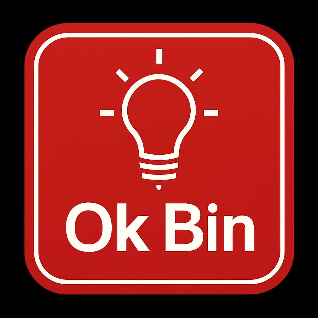 A professional badge representing usage tips for the Ok Bin app.