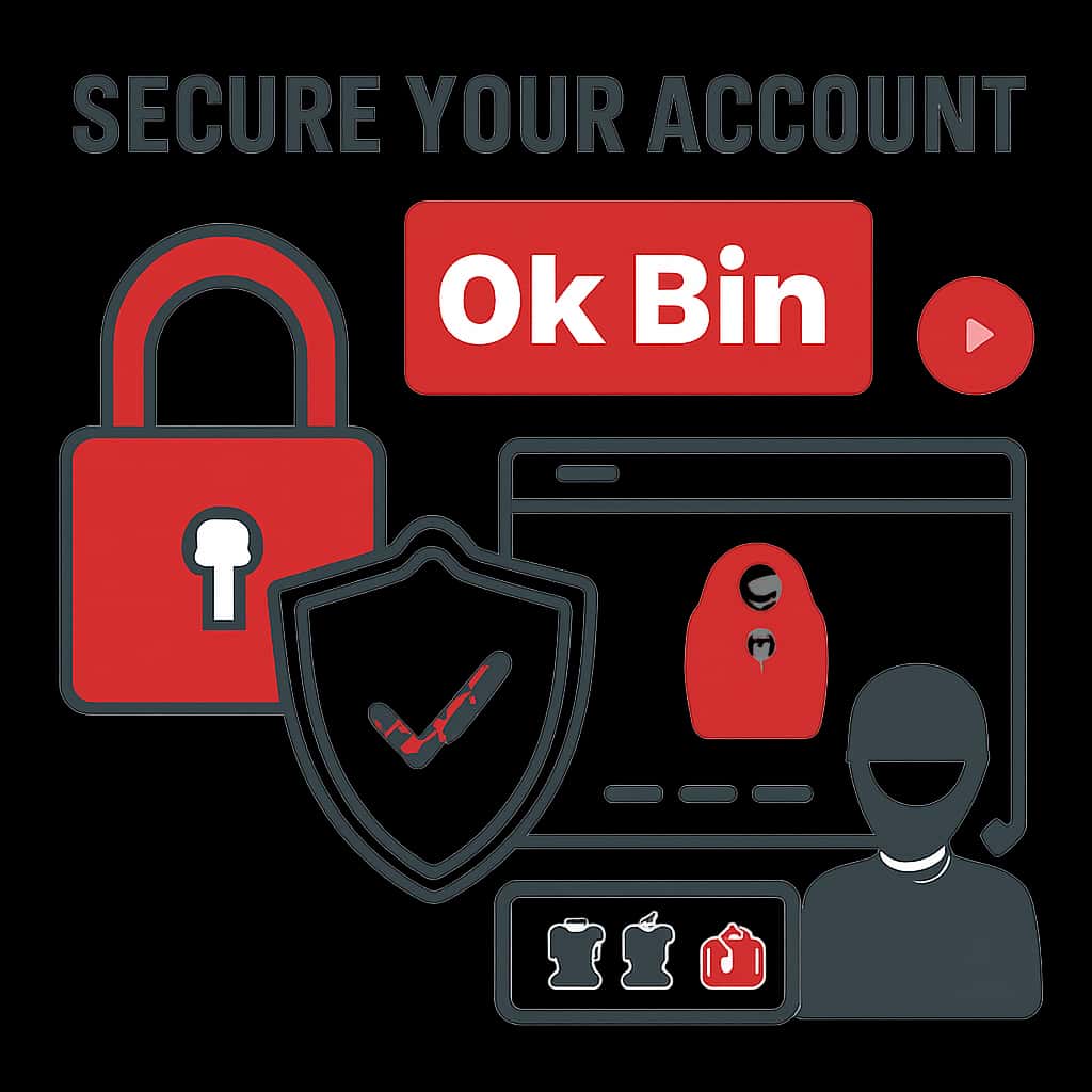 Diagram detailing steps for securing Ok Bin account.