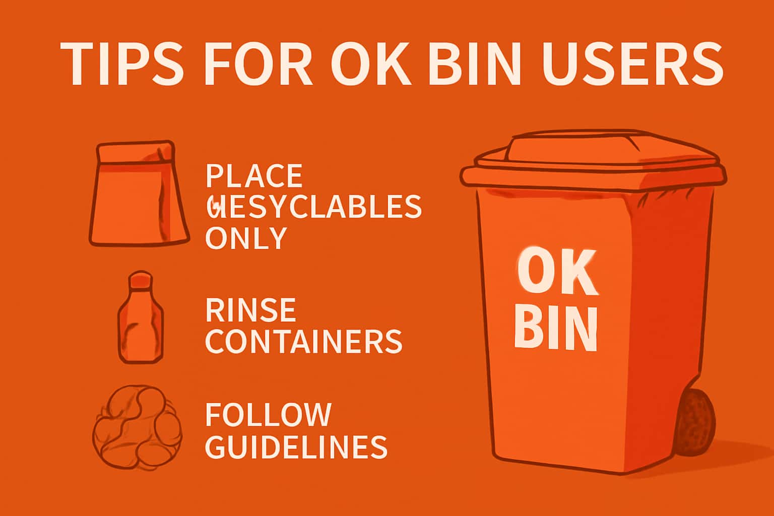 Informational scene illustrating tips for users of Ok Bin.