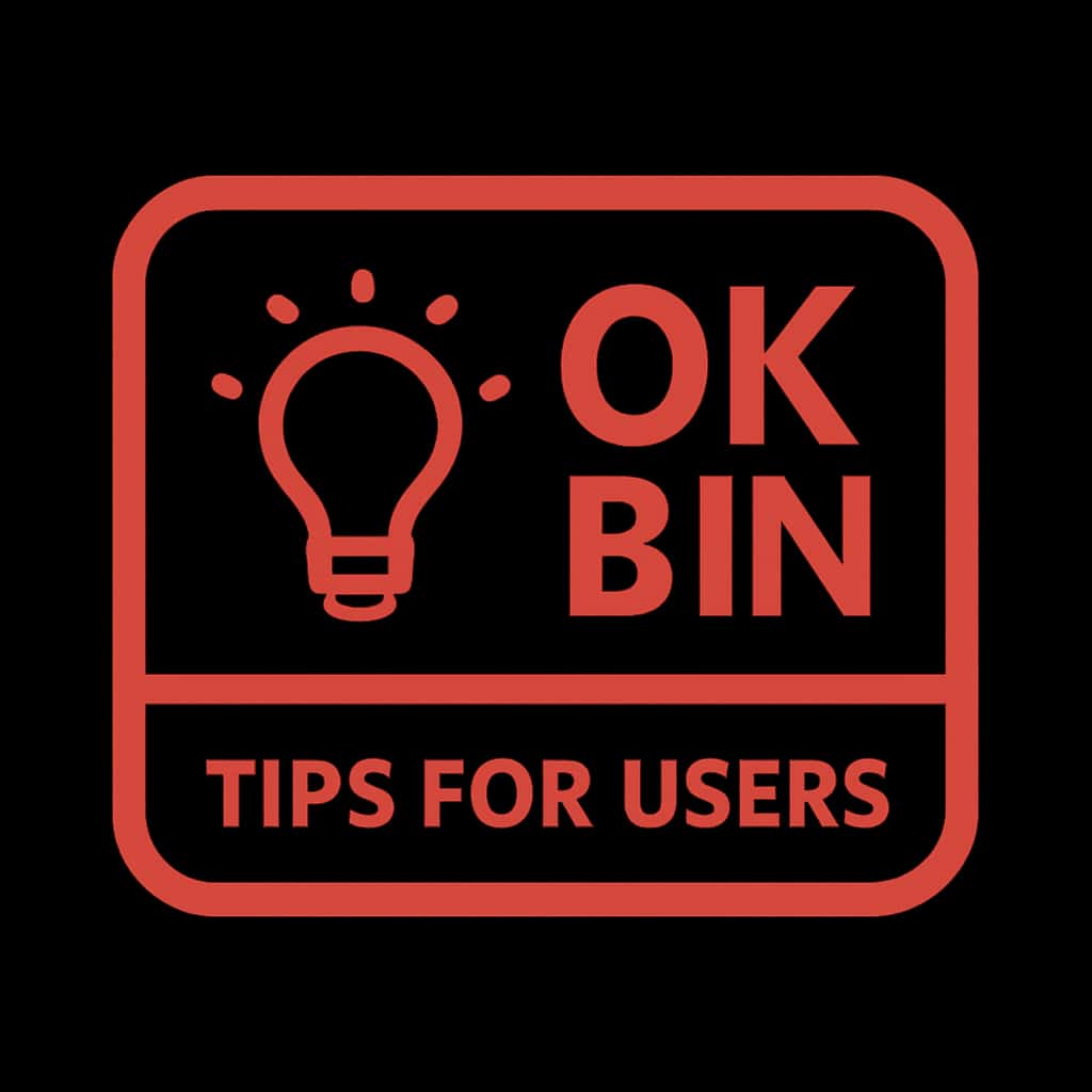 Icon representing tips for Ok Bin users.