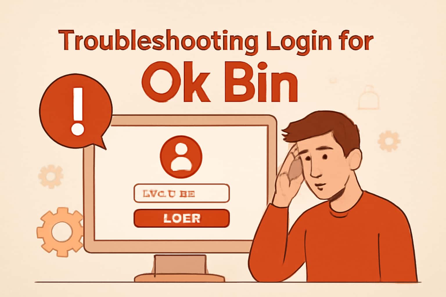 A high-tech visual representation related to troubleshooting login issues for Ok Bin.