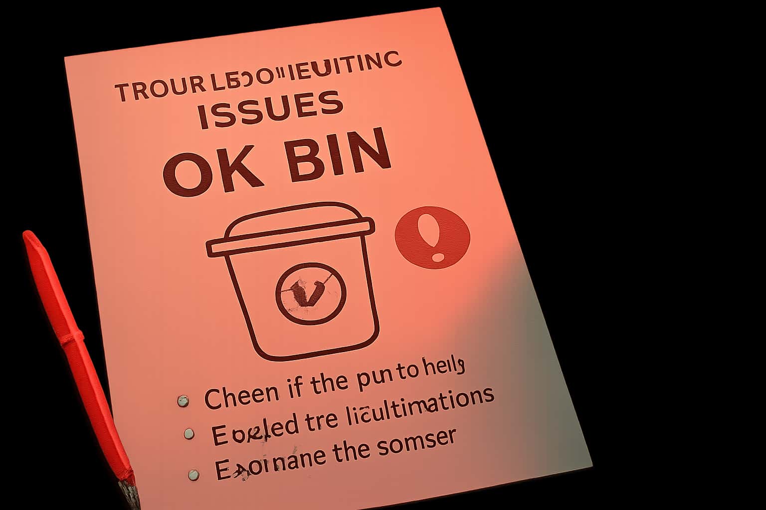 An informative graphic illustrating the concept of troubleshooting issues within the Ok Bin application.